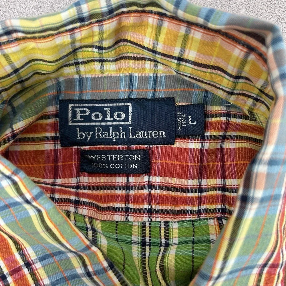 Polo Ralph Lauren Westerton Cotton Colorful Long Sleeve Men Shirt‎ Sz Large
